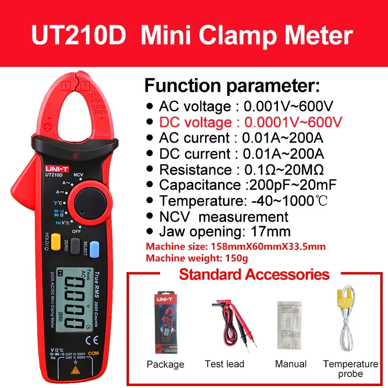 

UNI-T UT210E/UT210D Цифровые измерительные клещи