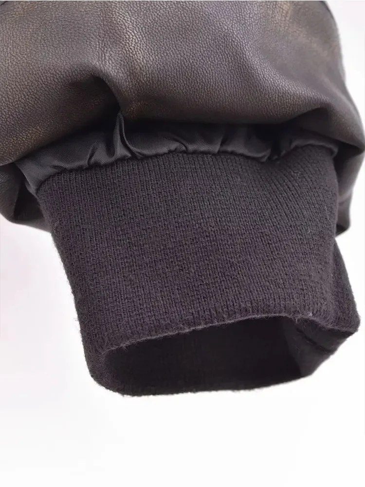 Женская парка с капюшоном Nlzgmsj TRAF 2024 из мытой кожи хлопковая куртка пальто на