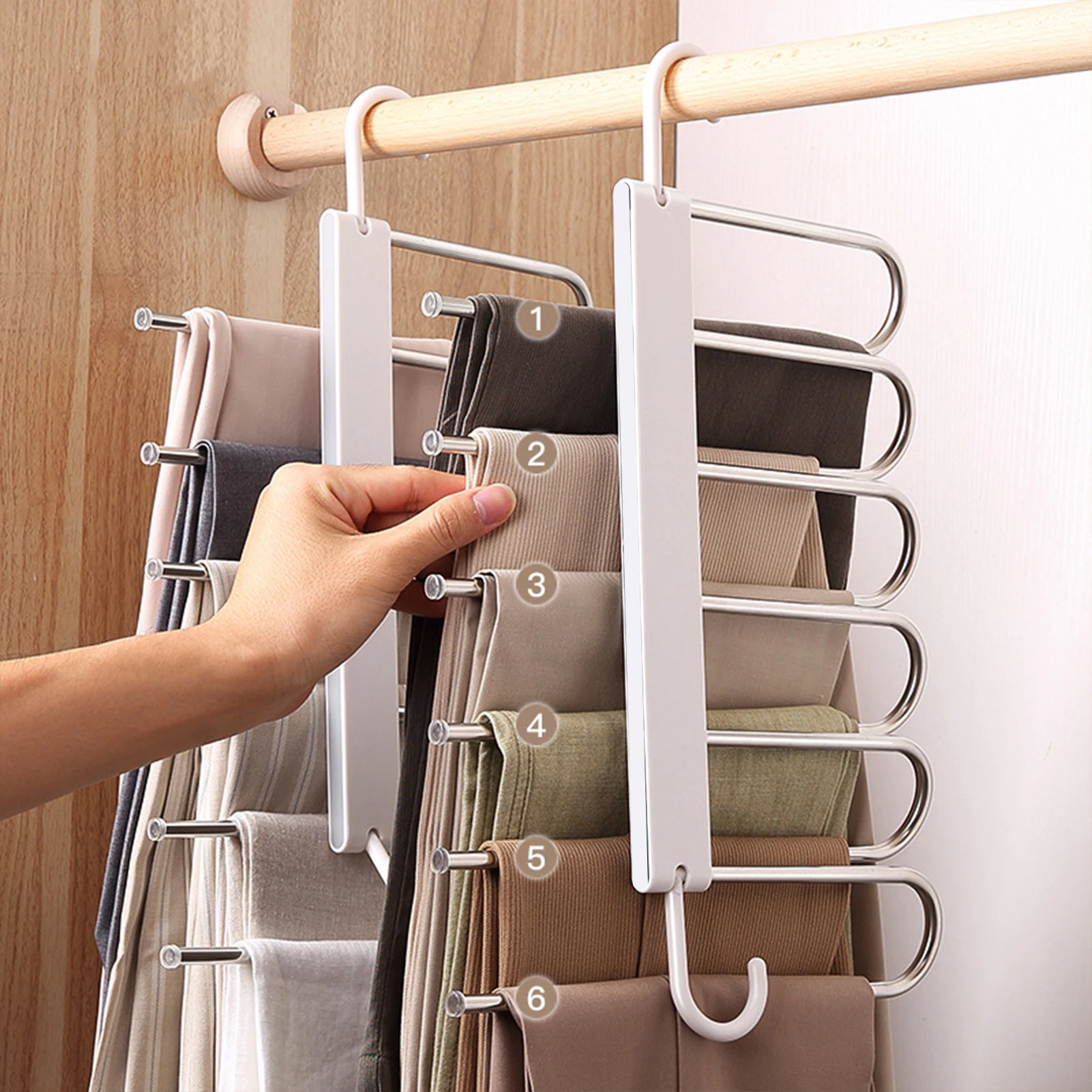 

Волшебная вешалка для брюк вешалка из нержавеющей стали складная вешалка для брюк вешалка полки Органайзер для спальни шкафа для хранения ...