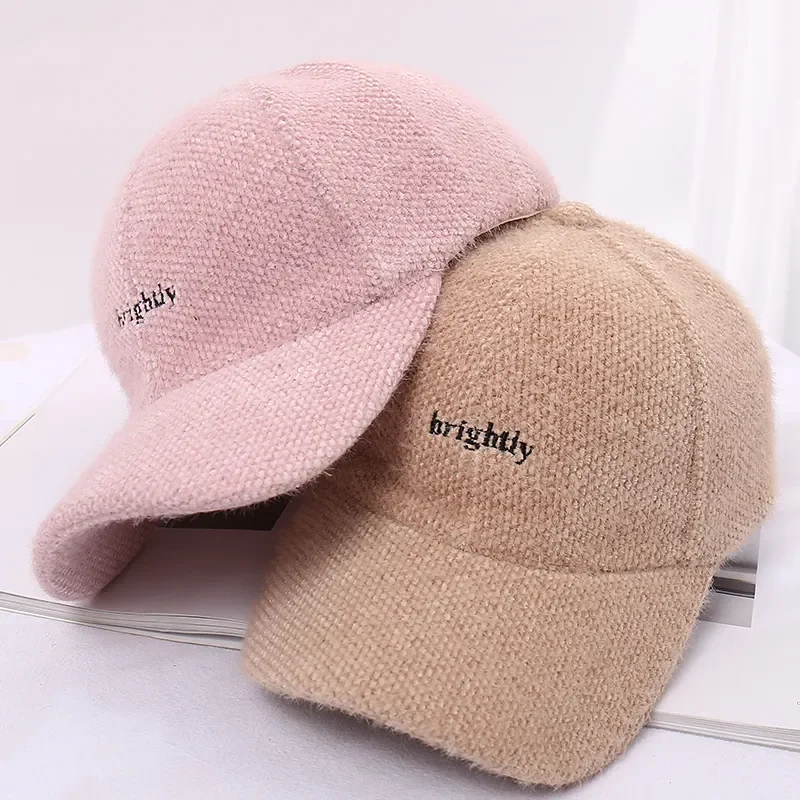 

Brand Windproof Cashmere Baseball Caps Trendy Khaki Pink Plus Velvet Warm Winter Hats For Women Men Gorras Para Mujer