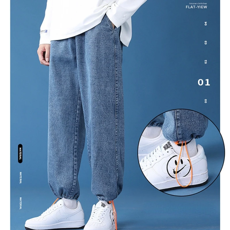 DEEPTOWN Men's Classic Straight Jeans Denim Pants for Men Loose Casual Fashion Youth  Korean Trousers Streetwear Spring Autumn