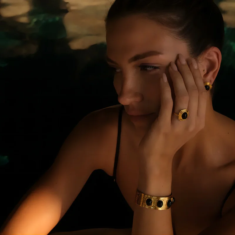 FFLACELL роскошный винтажный металлический широкий браслет с имитацией драгоценных