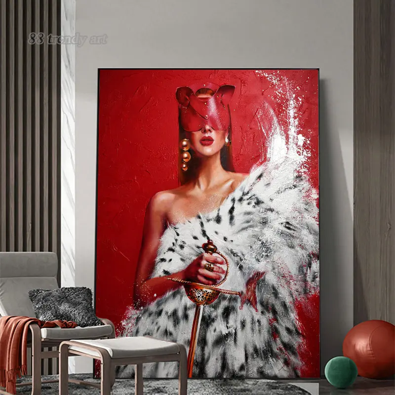 Красная Королева холст картина маслом женские постеры с завязанными глазами