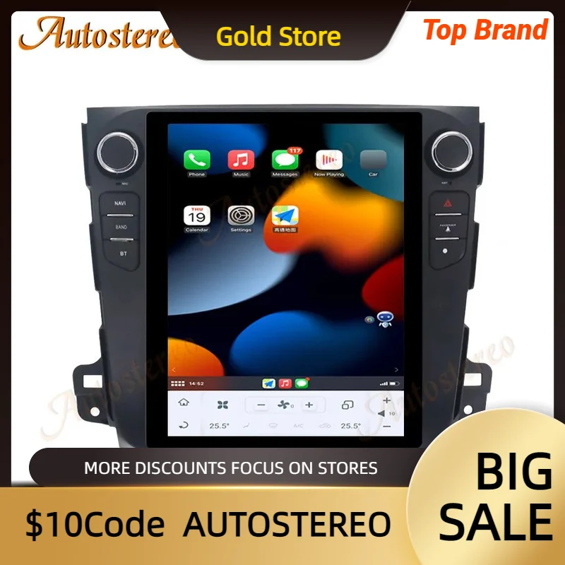 Carplay Android 13 Qualcomm 665 для Mitsubishi Outlander 2006-2012 Tesla Экран Автомобильный GPS-навигатор