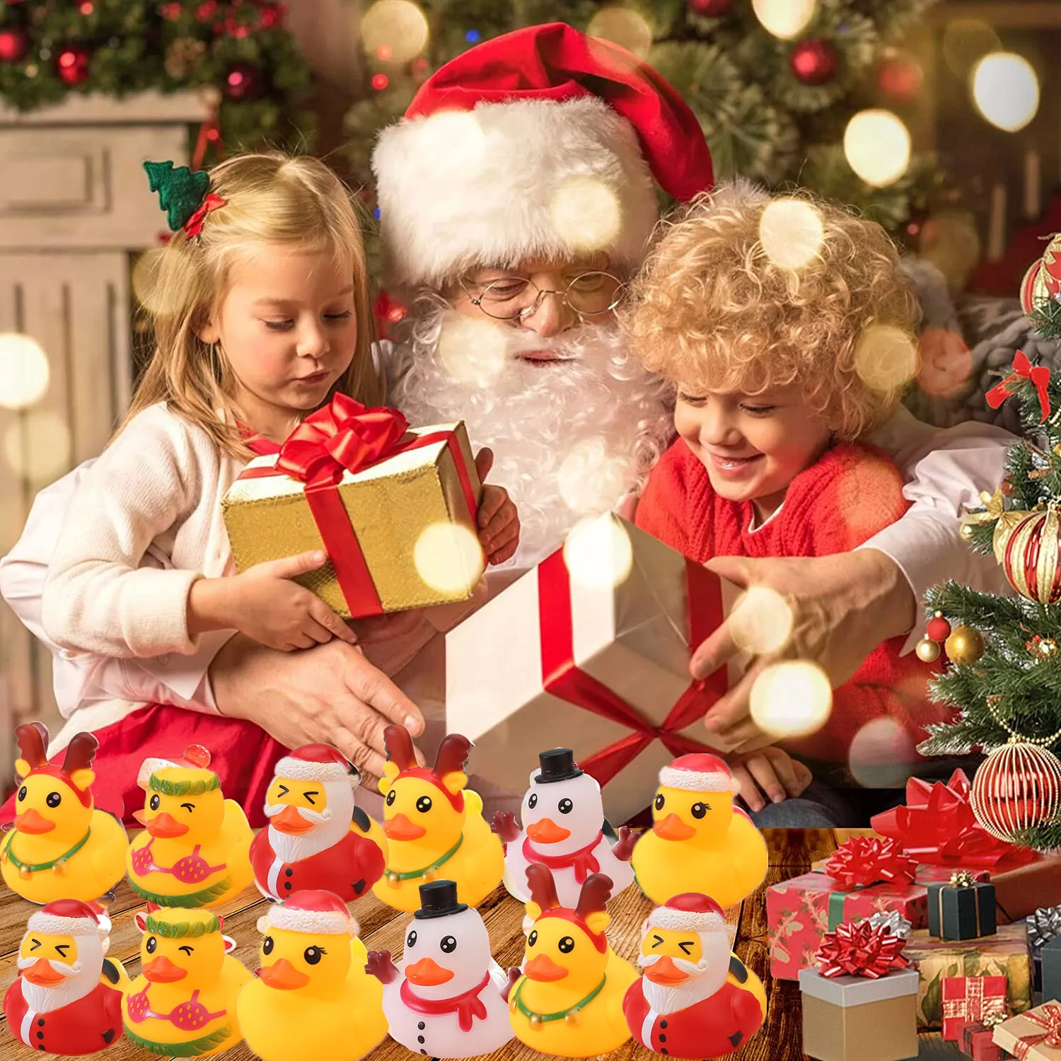5 упаковок детских рождественских резиновых уток 2-дюймовые Игрушки для ванны