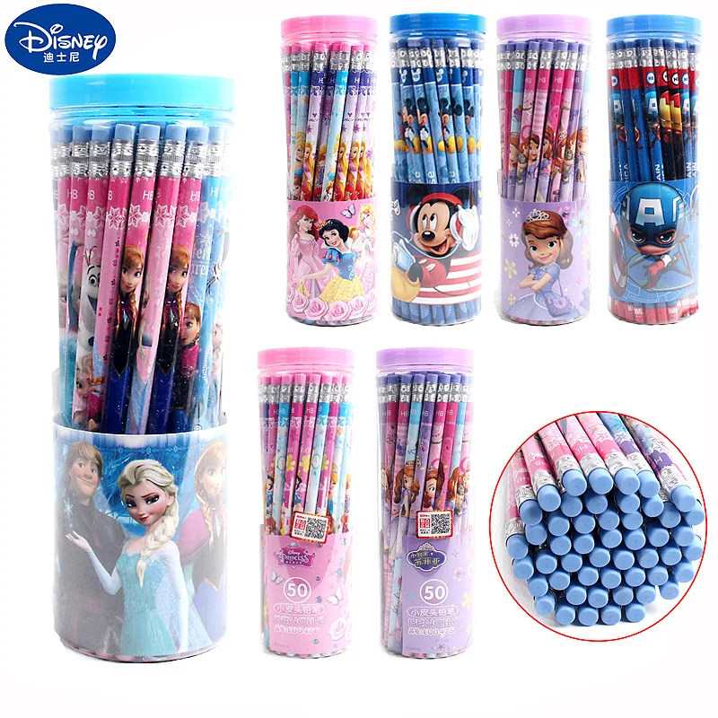 

30PCS Disney Pencil Set Frozen 2 Princess Elsa Anna Mickey Mouse HB Wooden Pencil with Eraser Children's Learning Stationery