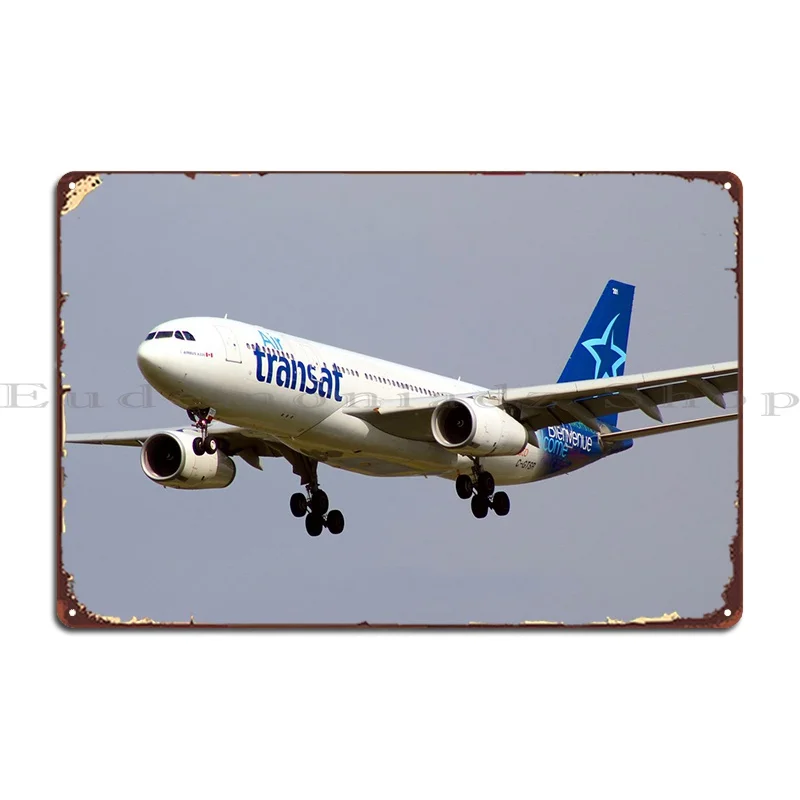 Airbus 330 Air Transat Metal Plaque Poster Funny Character Create Funny Kitchen Tin Sign Poster