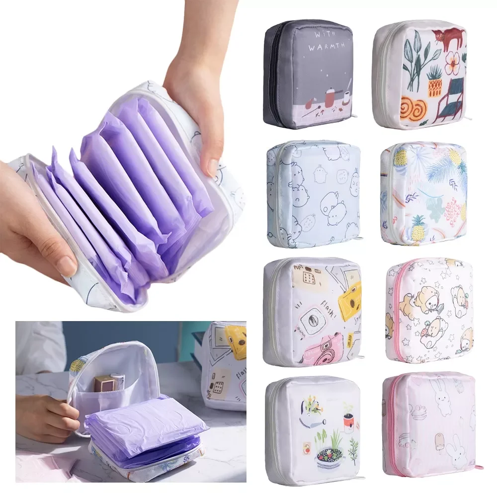 

Storage Bag Sanitary Pad Pouch Women Napkin Towel Cosmetic Bags Organizer Ladies Makeup Bag Tampon Holder Organizer