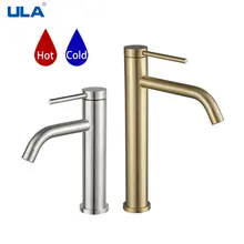 ULA Stainless Steel Basin Faucet Gold/Black Bathroom Faucets Crane Tall Sink Faucet Hot Cold Water Sink Mixer Bathroom Faucet