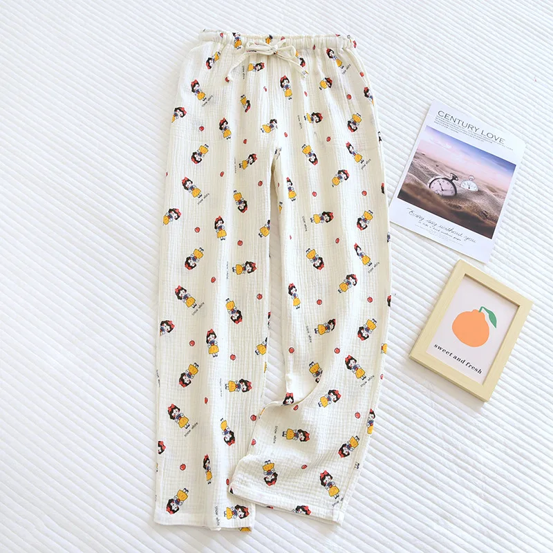 Fdfklak Cartoon Print Sleep Bottoms Women Lounge Wear Home Pant Pure Cotton Pajamas Pants Female Spring Summer Trousers