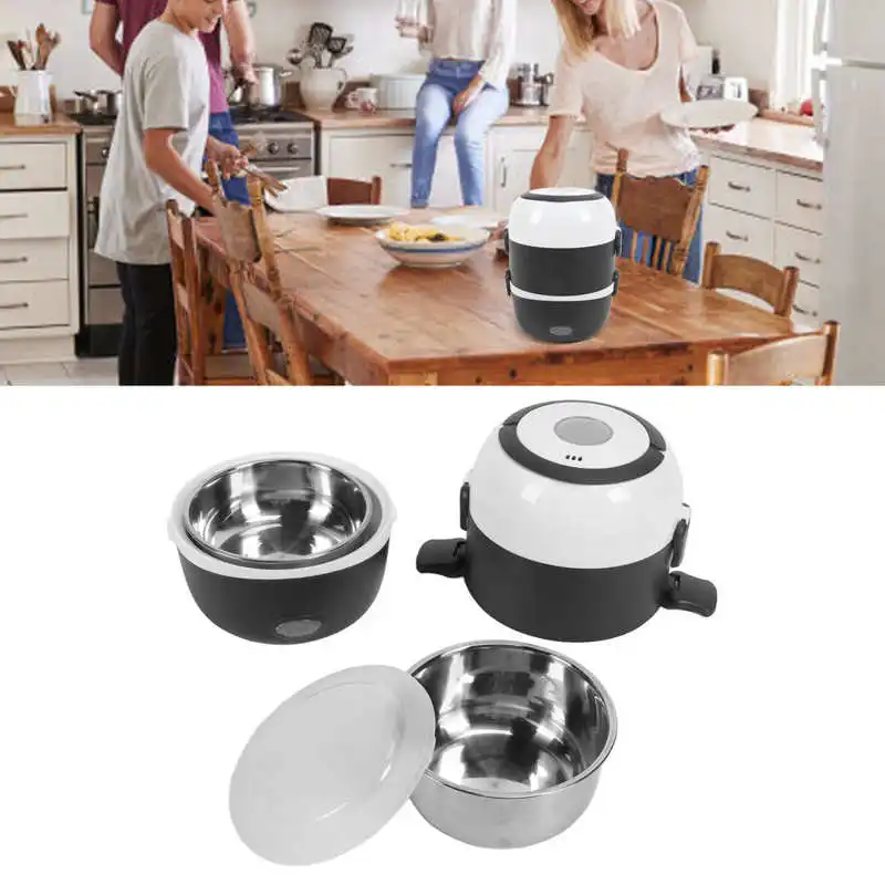 

Heated Food Containers Electric Lunch Box 2 Layer Heating Portable Lunch Box Food Warmer for Car Home EU Plug 220V