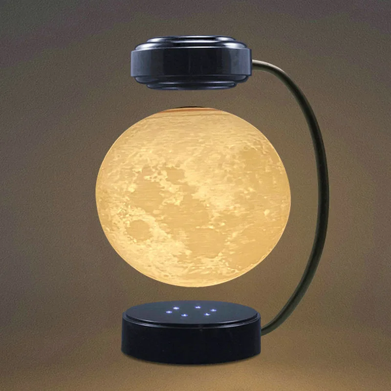 3D Magnetic Levitating Moon Lamp Led Night Light Creative Fine Ornaments Office Home Desktop Decoration Lamps  3 Color Dimming B