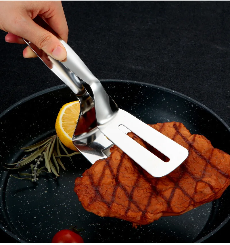 

Stainless Steel Frying Shovel Clip Multifunctional Steak BBQ Tongs Pancake Fried Pizza Steak Fish Spatula Bread Kitchen Tool