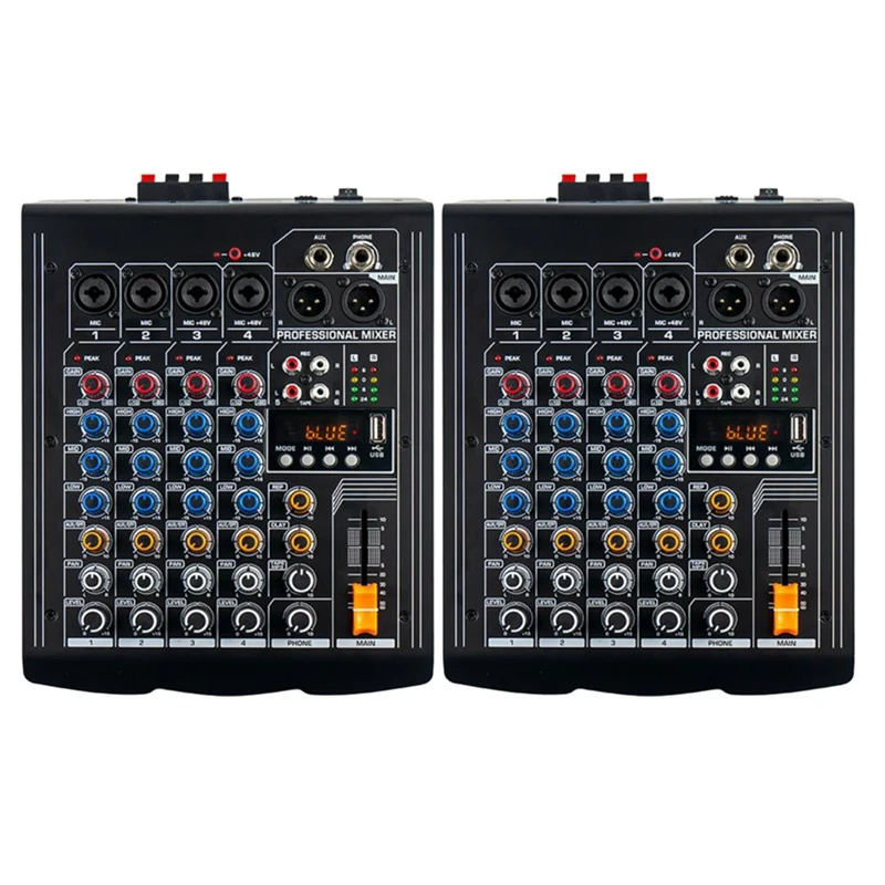 

6-Channel Mixer Home 48V Power Supply Bluetooth Player Amplifier Mixer Stereo Sound Card Audio Mixer Sound Board