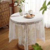french hollow lace white tablecloth european flower coffee table cover fabric wedding photo background cloth mat coat home decor