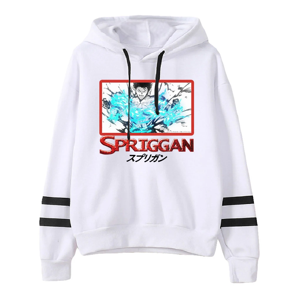 

Толстовка унисекс Spriggan с аниме-принтом, без карманов, с параллельными полосками, с рукавом, худи для мужчин и женщин, одежда в стиле Харадзюку