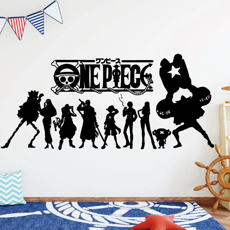 

One Piece - Straw Hat Pirate Crew Japanese Anime Cartoon Vinyl Wall Sticker Kids Bedroom Study Room Decoration Sticker Gift W1
