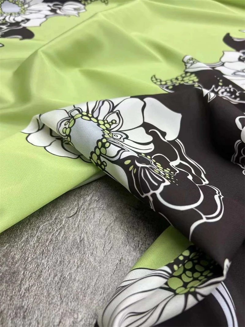 V-семейный бренд позиционирование печати двойной креп Тутовый шелк ткань летняя