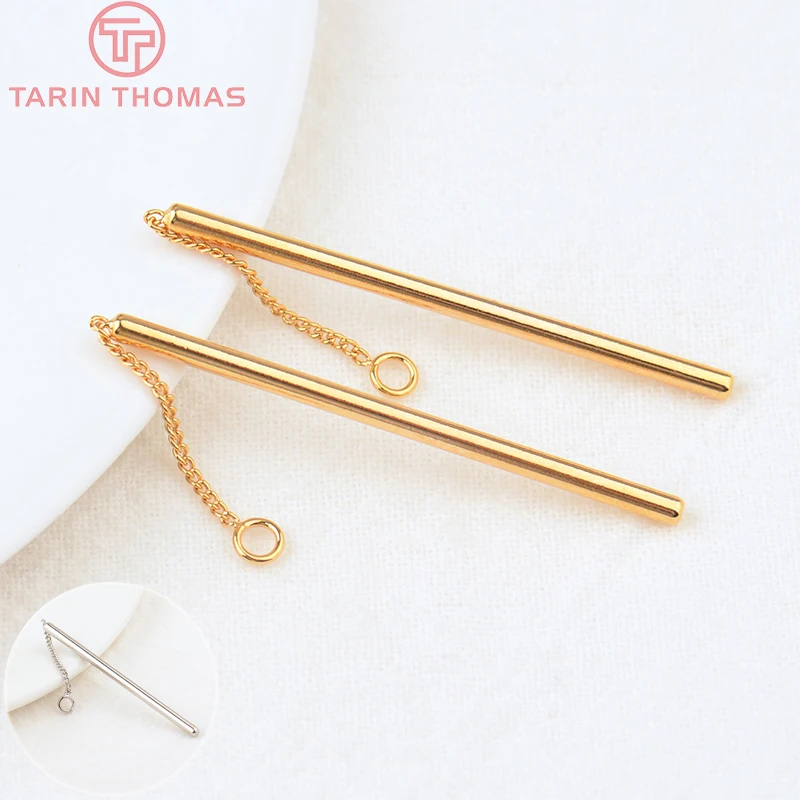 

(3303)10PCS Rod 40x2MM 24K Gold Color Brass Earring Charms Pendants Connector High Quality DIY Jewelry Making Findings
