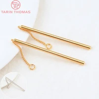 330310pcs rod 40x2mm 24k gold color brass earring charms pendants connector high quality diy jewelry making findings