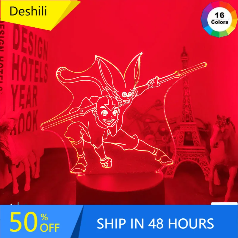 

Manga Led Light Avatar The Last Airbender Aang for Bedroom Decor Night Light Gift Acrylic Anime 3d Lamp Avatar Room Decor
