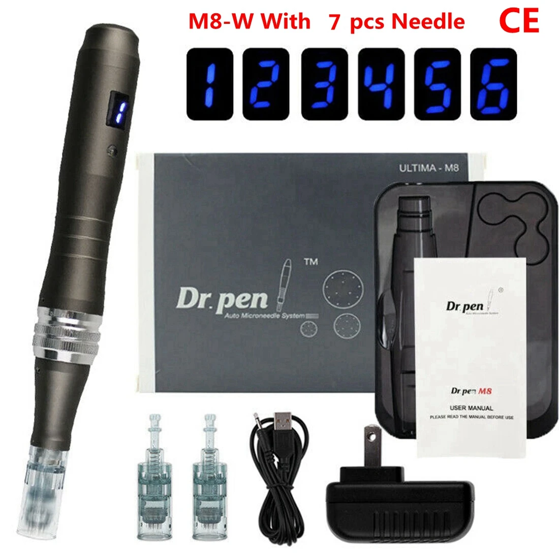

Dr pen Ultima M8 с 7 шт. картриджей, беспроводная ручка Derma, набор для ухода за кожей, профессиональное лечение МТС