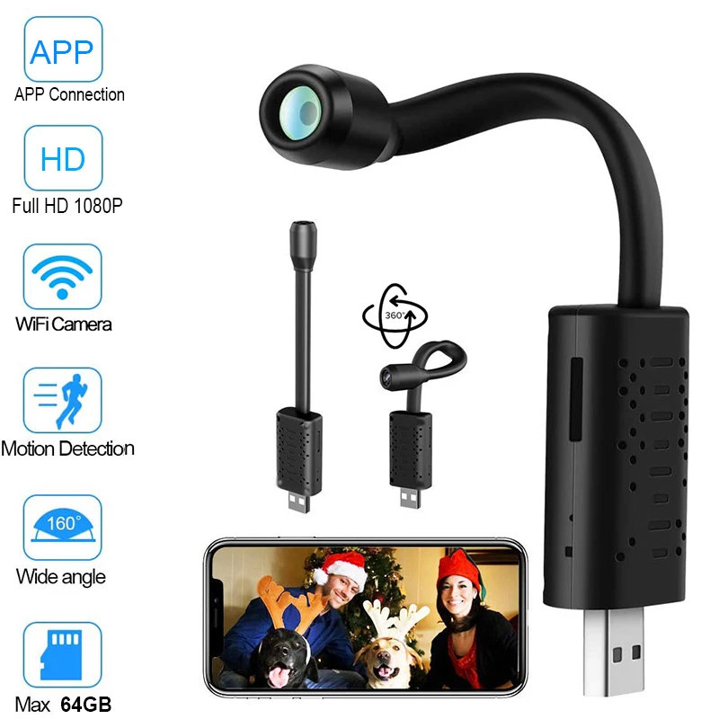 Умная IP-камера HD с функцией ночного видения Wi-Fi USB |