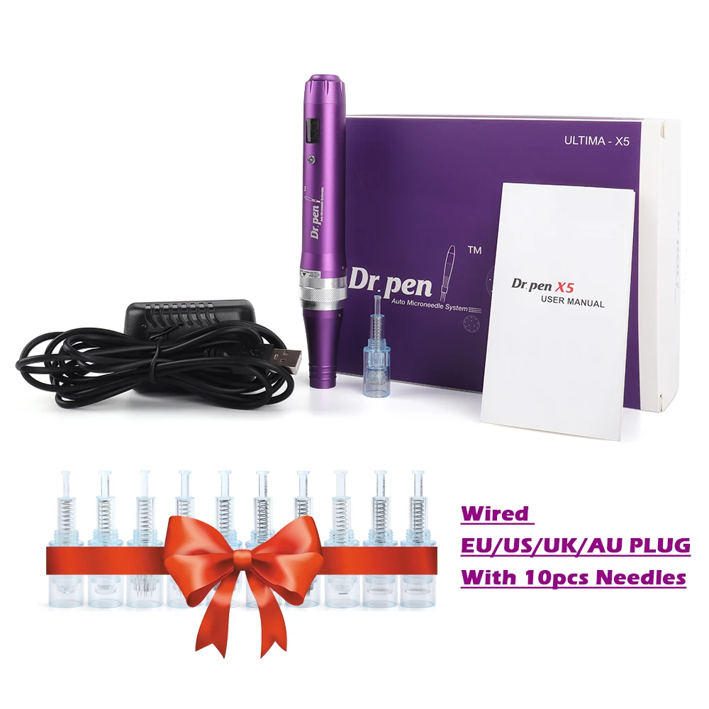 

Dr Pen X5 Дерма ручка Проводная Дерма ручка микроигольчатая система 10 шт. винтовой картридж наконечник Комплект