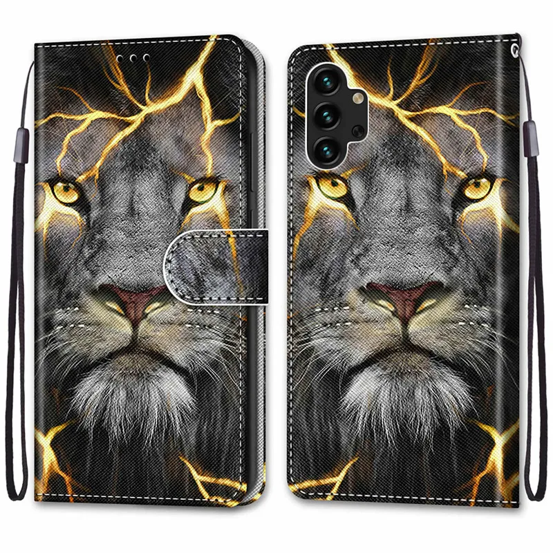 Cool Animals Case For Samsung A13 4G Flip Leather Case na For Galaxy A13 A23 A33 A53 A73 5G A03 Core A03s Wallet Cover Lion Bear