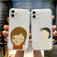yoshitomo nara cartoon art phone case transparent for iphone 13 12 11 mini pro x xr xs max 6 6s 7 8 plus se shell cover