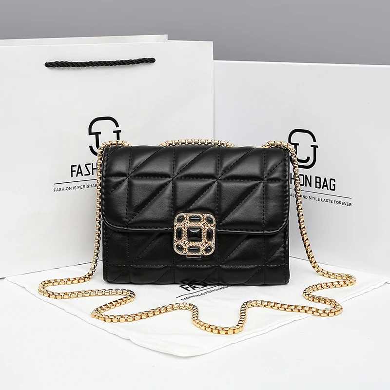 

New small fragrant wind Joker small square shoulder bag rhombic chain diagonal bag