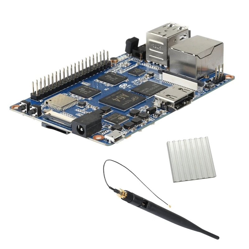 

For Banana Pi BPI M64 Open Source Hardware Board+Antenna+Heat Sink 2G DDR3+8G EMMC Quad Core A64 64-Bit Motherboard