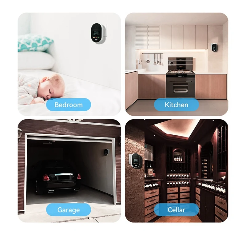 3-In-1 Carbon Monoxide Detector Temperature And Humidity Portable CO Alarm Gas US Plug