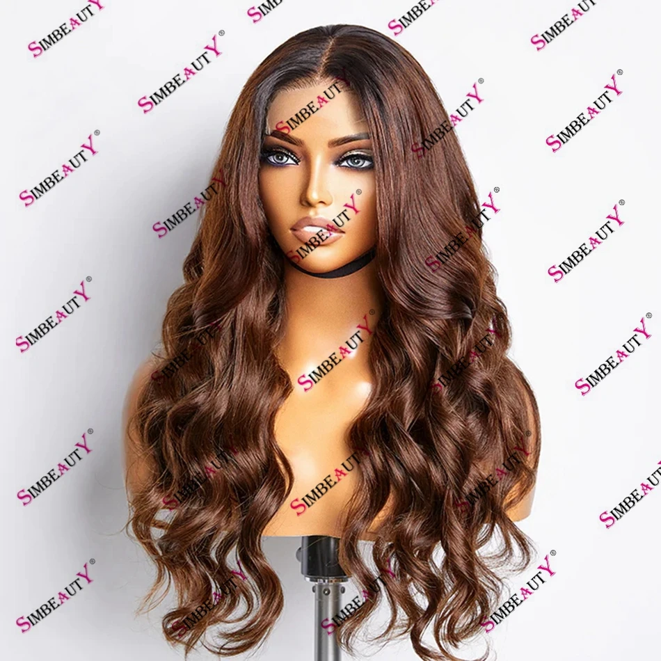 100% Human Hair Auburn Brown Indian Remy Hair 13x6 Lace Frontal Wig for Women Body Wave 180 Density 13x4 Lace Front Wigs