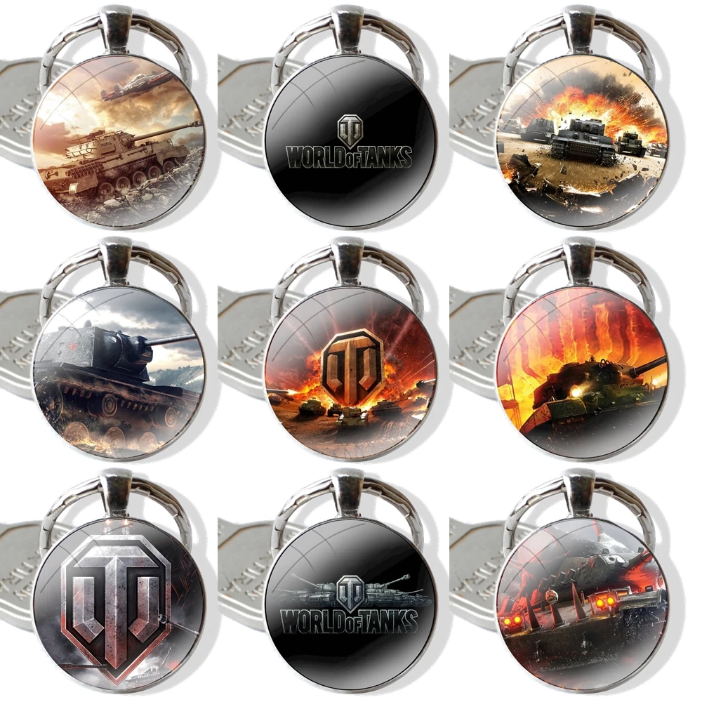 

WOT Pendant Car Key Chains Handmade Glass Cabochon Keychain Cartoon Creative Design Fashion