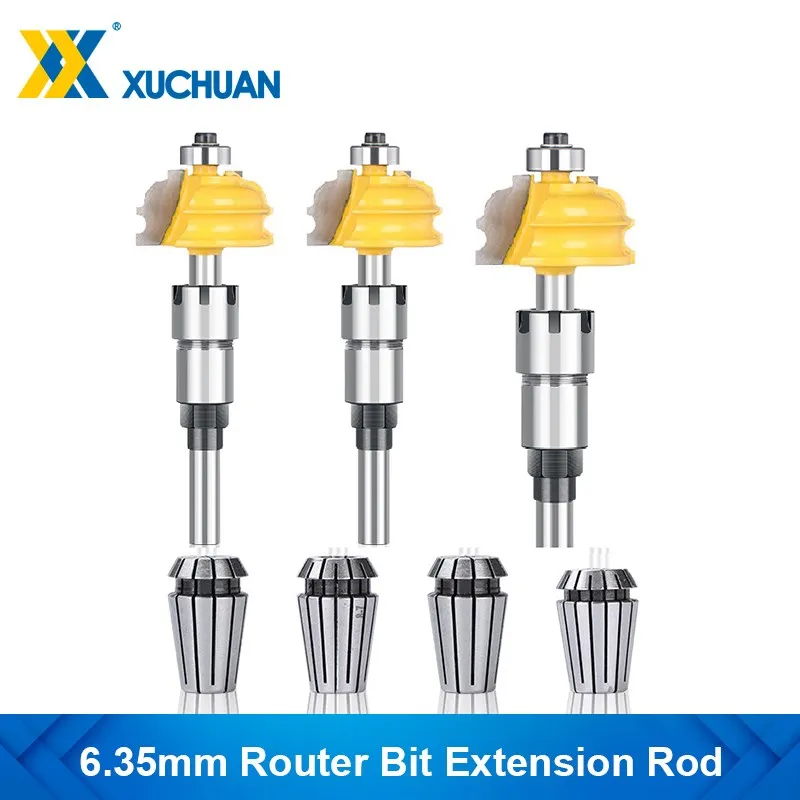 

Держатель инструмента для деревянной фрезерной головки с хвостовиком 1/4 дюйма, удлинитель для фрезерной головки по дереву с пружинной цанг...