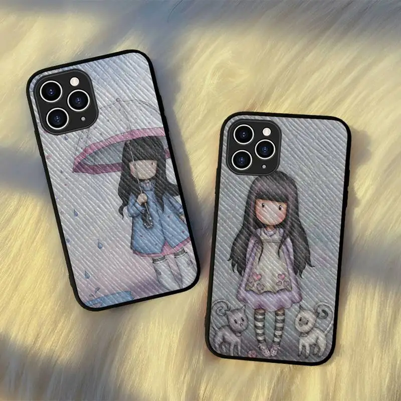

Santoro Gorjuss cartoon girl Phone Case Hard Leather Case for iPhone 11 12 13 Mini Pro Max 8 7 Plus SE 2020 X XR XS Coque