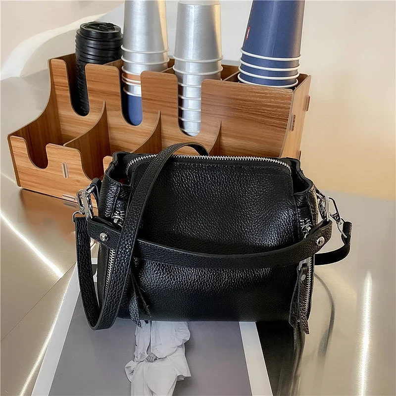

Female Crossbody Cowhide Handbag Luxury Leather Bags BLck 2023 Tote Shoulder Genuine Quality Messenger High Designer Natural