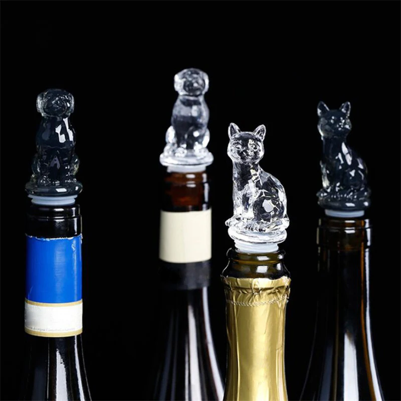 Wine Bottle Stopper Cork Cover Silicone Mold For DIY Crystal Cat Dog Crown Wine Bottle Cap Epoxy Resin Mould Home Crafts Decorat images - 6