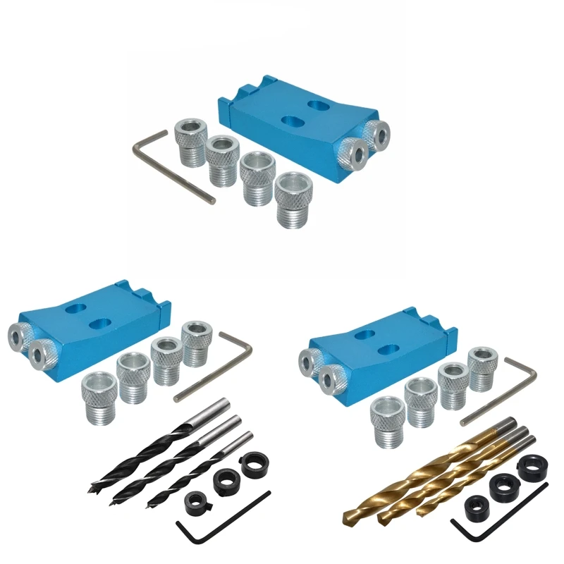 

3 Types for Option Woodworking Bevel Hole Locator Drilling Pocket Hole Jig Kit 15 Degree Angle Drill Guide Set Hole