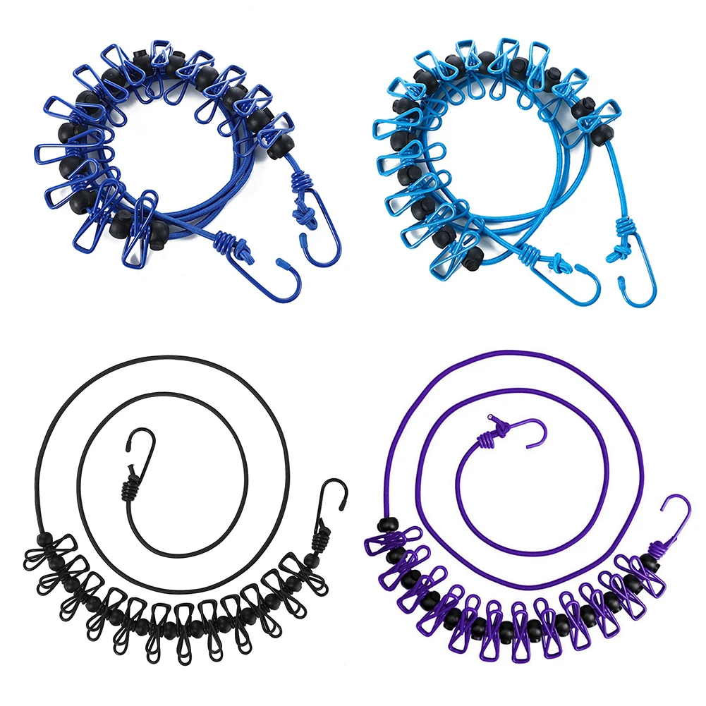 

12 Clips Clothing Drying Rack Clothes Hangers Anti Slip Clothesline for Travel Camping Laundry Hanging Drying Rope