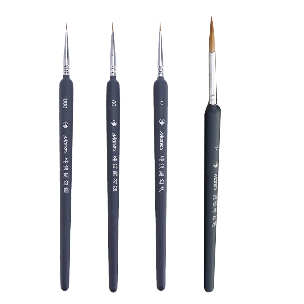 

4Pcs Wolf Hair Tip Brushes Professional Detail Brush Fine Detailing Painting Drawing Brushes