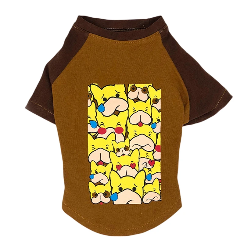 

Летняя футболка с мультяшным принтом французского бульдога, одежда для домашних животных, одежда для маленьких собак, одежда для домашних ж...