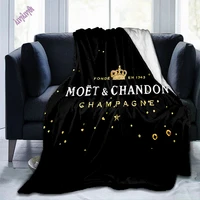 champagne moet chandon throw blanket fashion soft and comfortable flannel fluffy blanket for sofa bed or camping