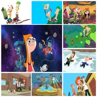 disney 5d diamond drawing cartoon phineas and ferb diy ab drill embroidery mosaic sets cross stitch home decoration gifts jh045