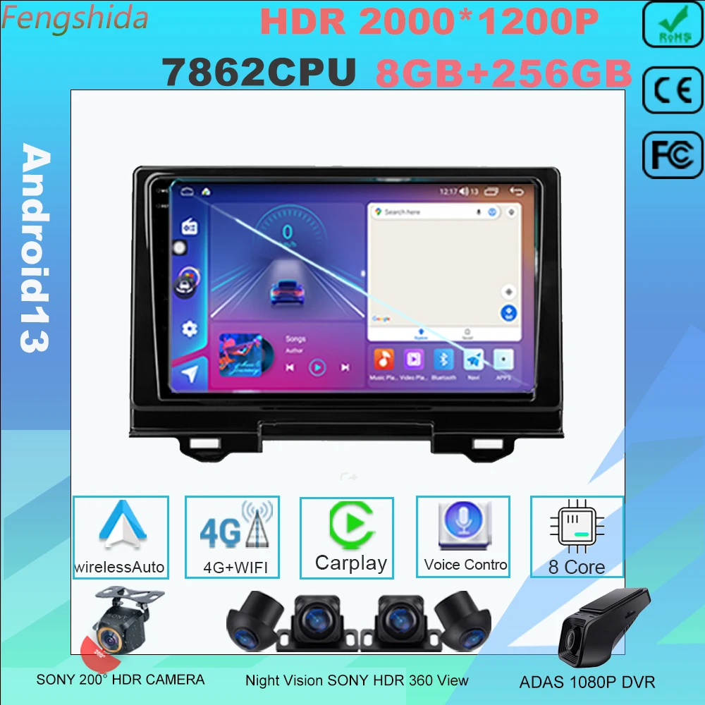 

Android 13 для Honda HR-V RV RZ 2021 автомобильный Головной блок мультимедийный плеер GPS навигация Φ Wifi BT No 2din DVD 7862CPU HDR экран
