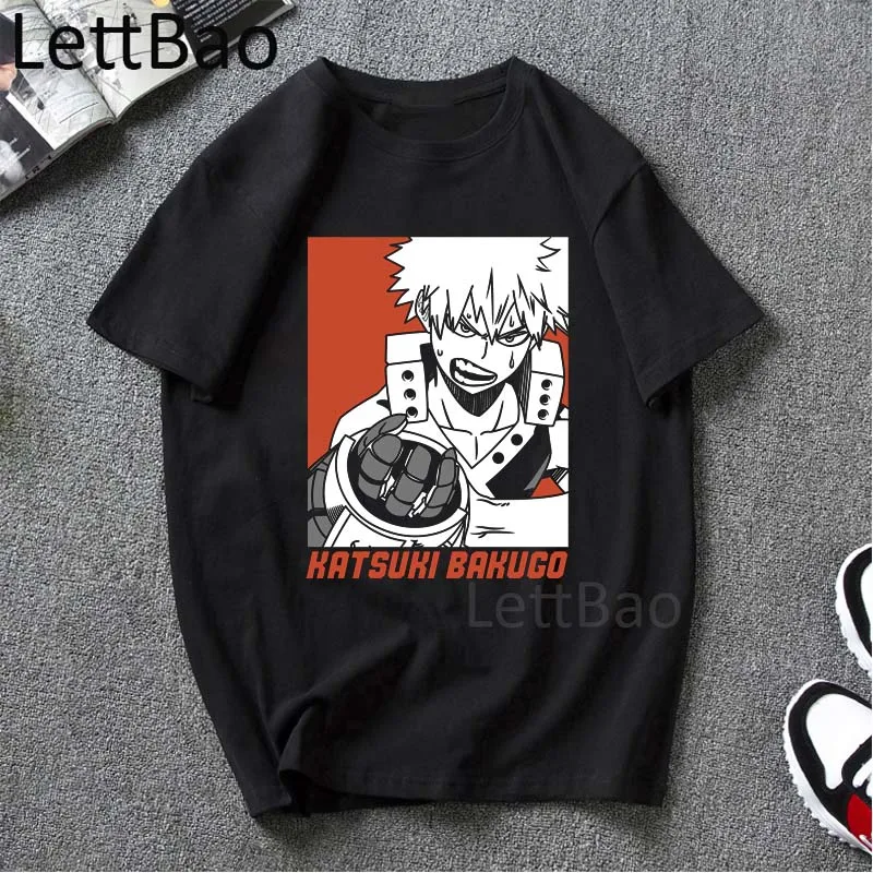 

Kacchan My Hero Academia Printed Unisex Short Sleeve Cotton shirt Cool Cartoon Male Streetwear Top