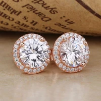authentic 925 sterling silver rose classic elegance with crystal stud earrings for women wedding gift pandora jewelry