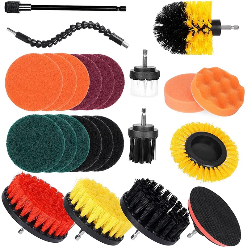 

24 Piece Drill Brush Attachments Set, Sponge Cleaning Brush Drill Brushes For Grout, Tiles, Sinks, Bathtub, Bathroom