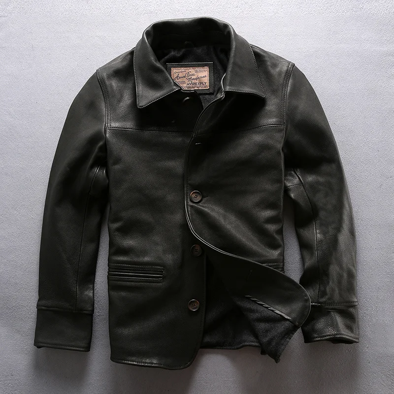

Мужская мотоциклетная куртка из натуральной кожи, черная куртка из мягкой воловьей кожи, теплая винтажная куртка, большие бренды, доставка